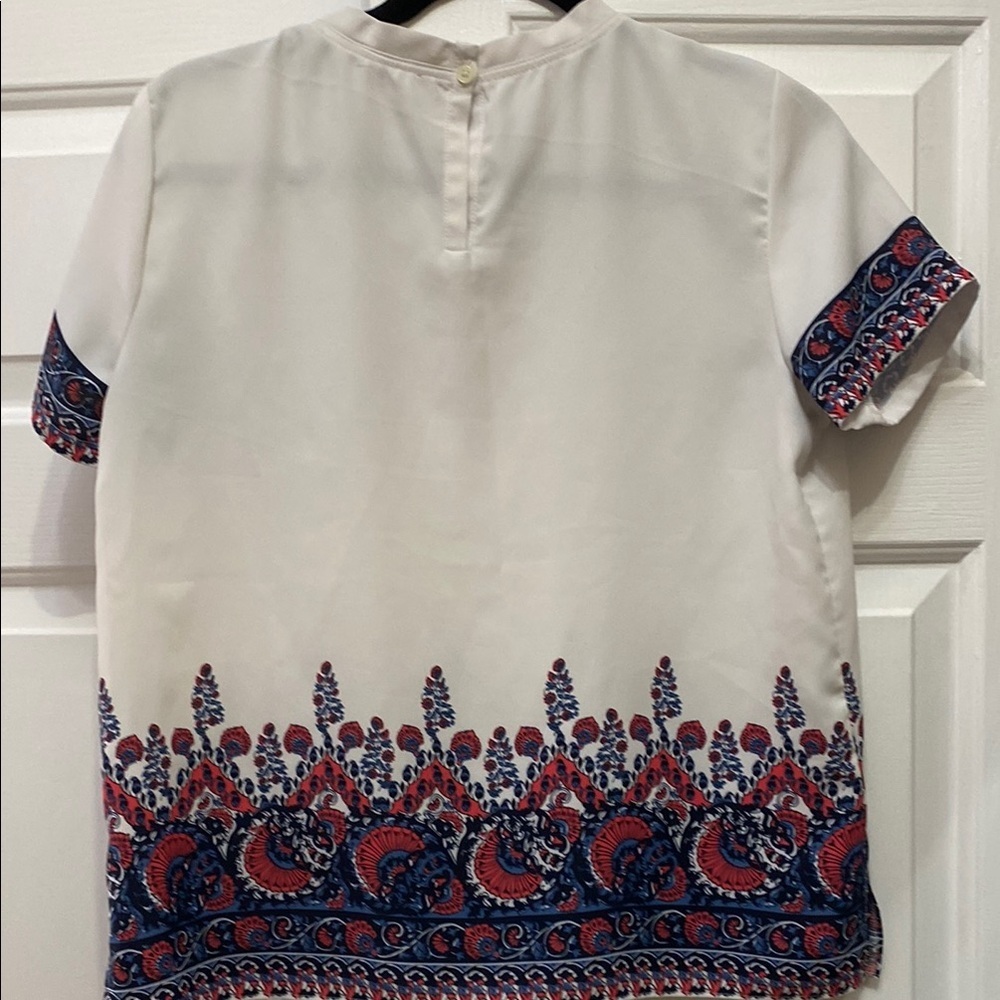 LOFT Cream Boxy Blouse with Mandarin Collar - Picture 3 of 3